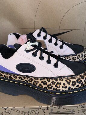 Dr. Martens Buzz 5-Eye Leopard Hair-On & Suede Shoes Women's Size 8